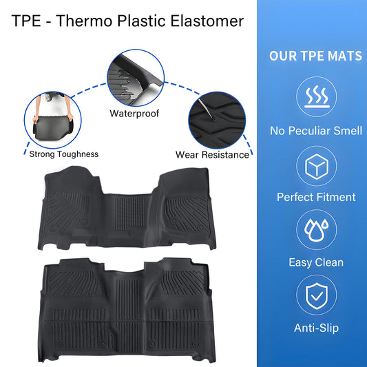 TPE Floor Mats Liners For 2007-2013 Silverado Sierra 1500/2500/3500 HD Crew Cab