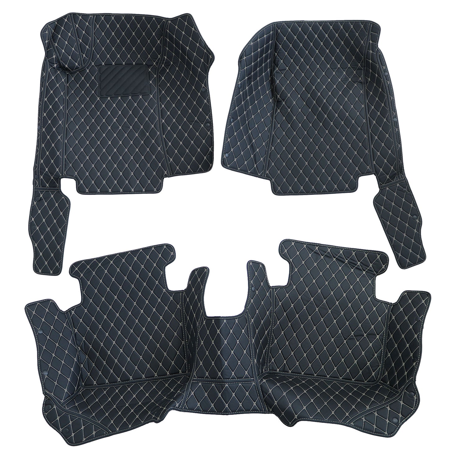 Floor Mats Liner Black Leather With Beige Stitching 3Pcs For 2015-2020 Acura TLX