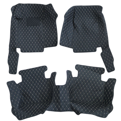 Floor Mats Liner Black Leather With Beige Stitching 3Pcs For 2015-2020 Acura TLX