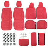 PU Leather 5 Seat Covers Red Full Set Front & Rear Cushion Fits Honda Deluxe Car