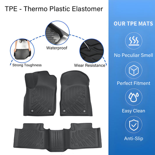 TPE Floor Mats Liners 3Pcs Black For 2013-2016 Jeep Grand Cherokee Dodge Durango
