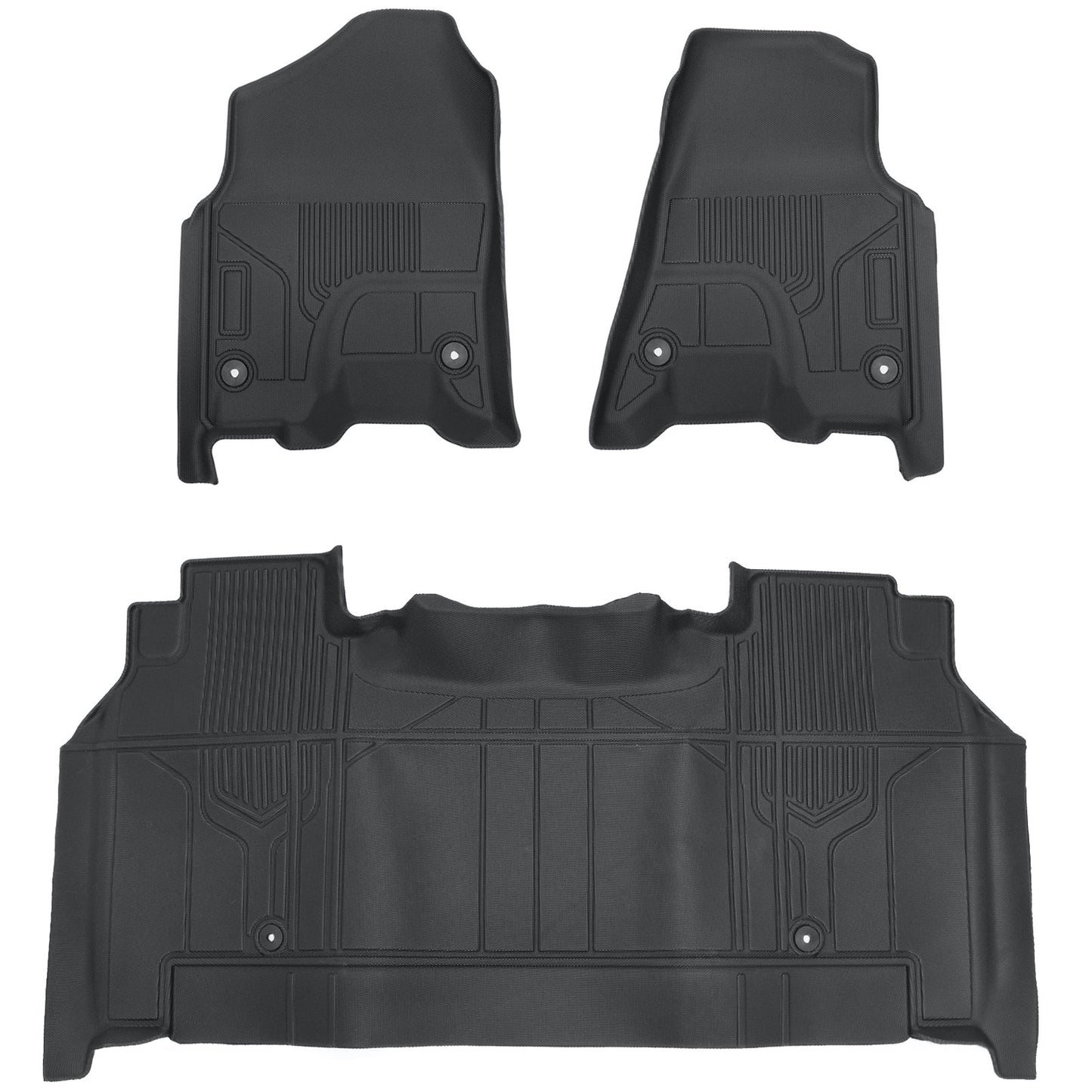 3D Floor Mats Liners TPE For 2019-2024 Dodge Ram 1500 New Body Crew Cab Black