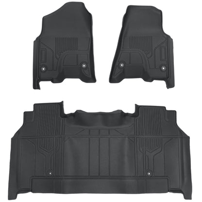 3D Floor Mats Liners TPE For 2019-2024 Dodge Ram 1500 New Body Crew Cab Black