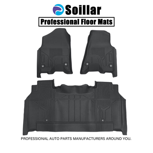 3D Floor Mats Liners TPE For 2019-2024 Dodge Ram 1500 New Body Crew Cab Black