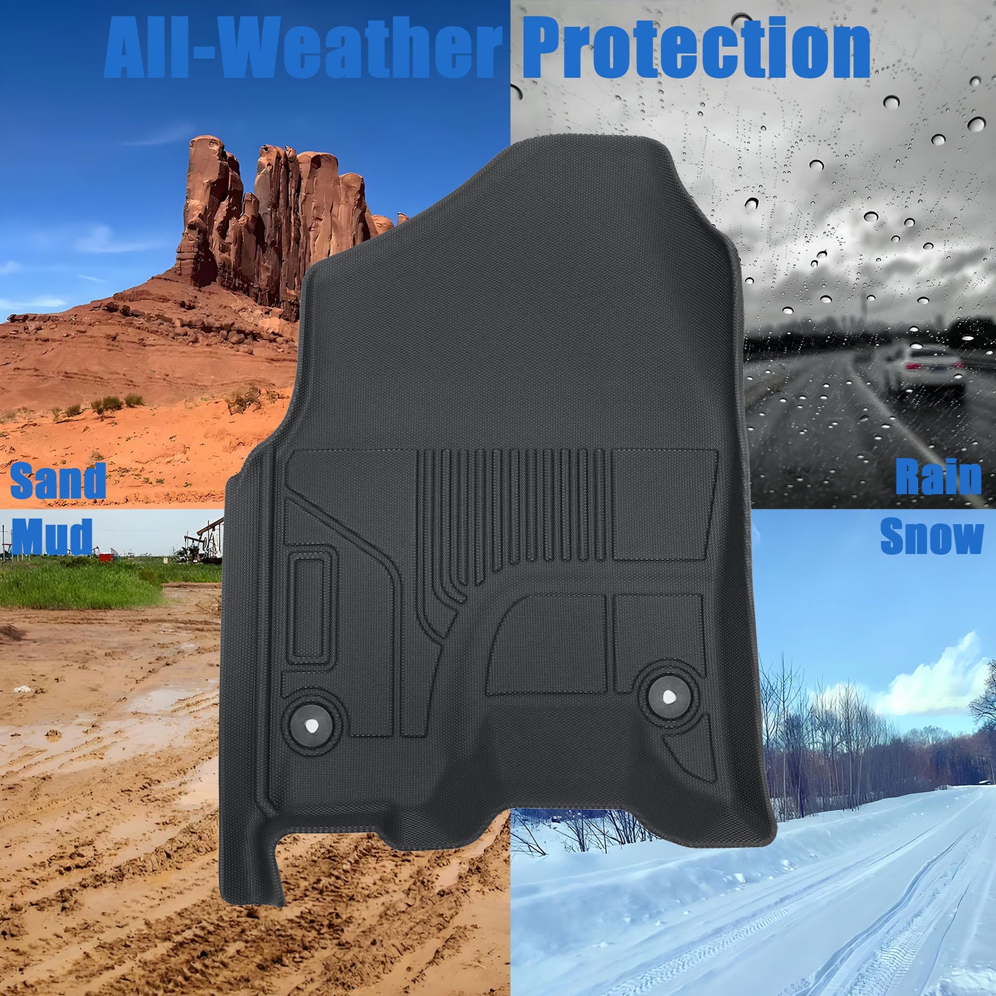 3D Floor Mats Liners TPE For 2019-2024 Dodge Ram 1500 New Body Crew Cab Black