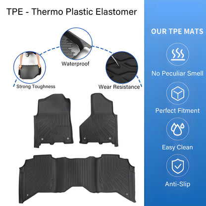 3D TPE Floor Mats Liner For 19-25 Dodge Ram 2500/3500 Crew Cab with Bucket Seat