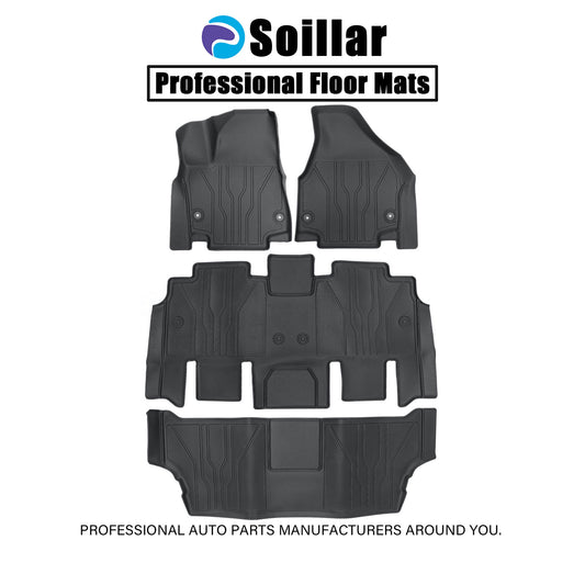 Front & Rear TPE 3D Floor Mats Liners For 2017-2025 Chrysler Pacifica 7/8 Seats