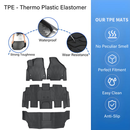 Front & Rear TPE 3D Floor Mats Liners For 2017-2025 Chrysler Pacifica 7/8 Seats