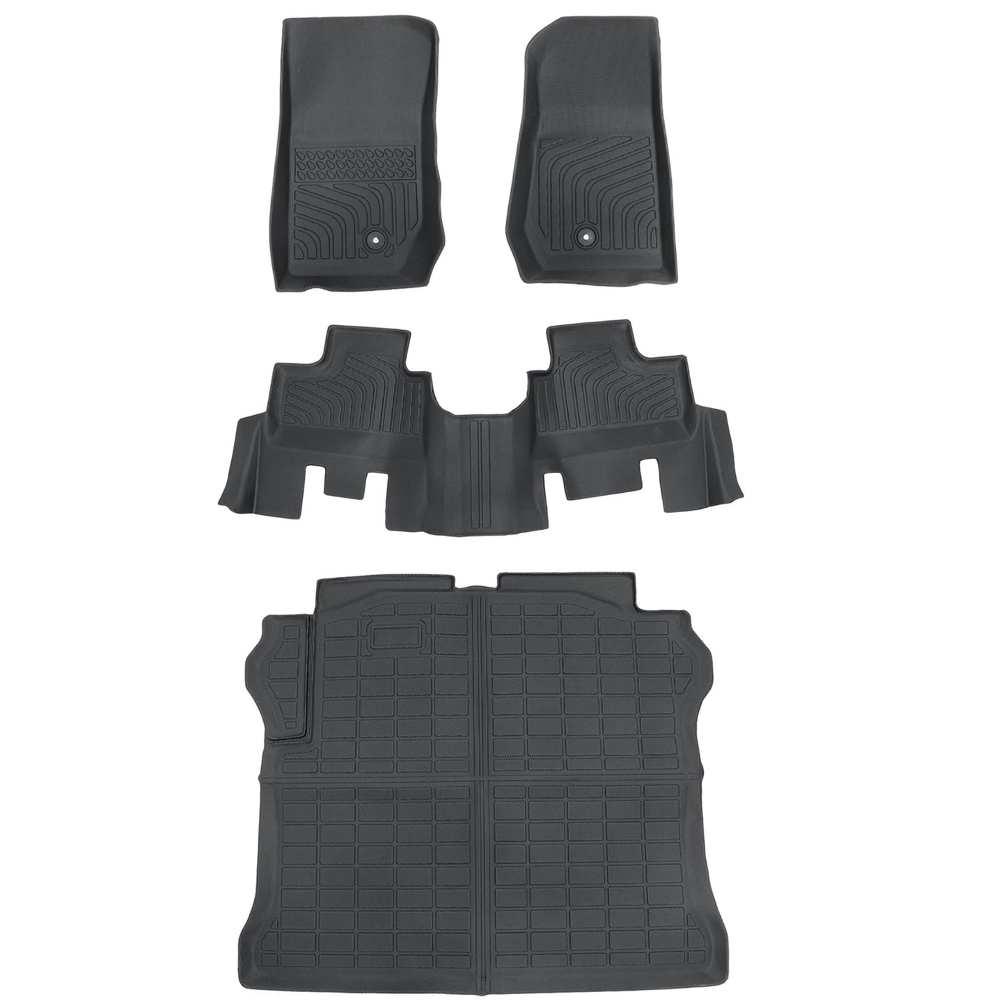 Floor Mats & Trunk Cargo Liner For 2007-2013 Jeep Wrangler 4-Door TPE Waterproof