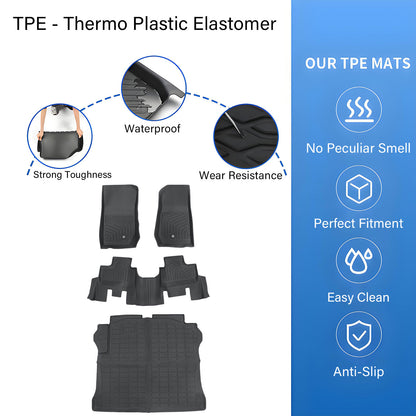 Floor Mats & Trunk Cargo Liner For 2007-2013 Jeep Wrangler 4-Door TPE Waterproof