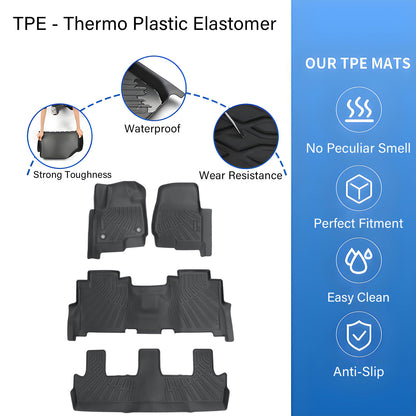 Floor Mats Liner For 2018-2025 Ford Expedition & Expedition Max TPE Weather 4Pcs