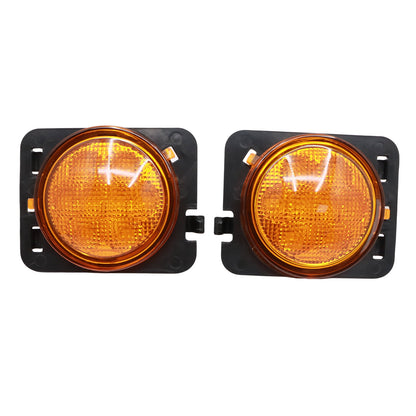 For 2007-18 Jeep Wrangler JK Pair Front Fender LED Side Marker Light Amber Lens