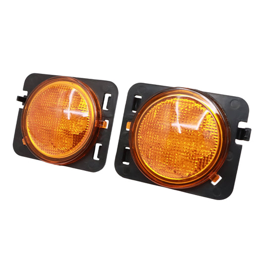 For 2007-18 Jeep Wrangler JK Pair Front Fender LED Side Marker Light Amber Lens
