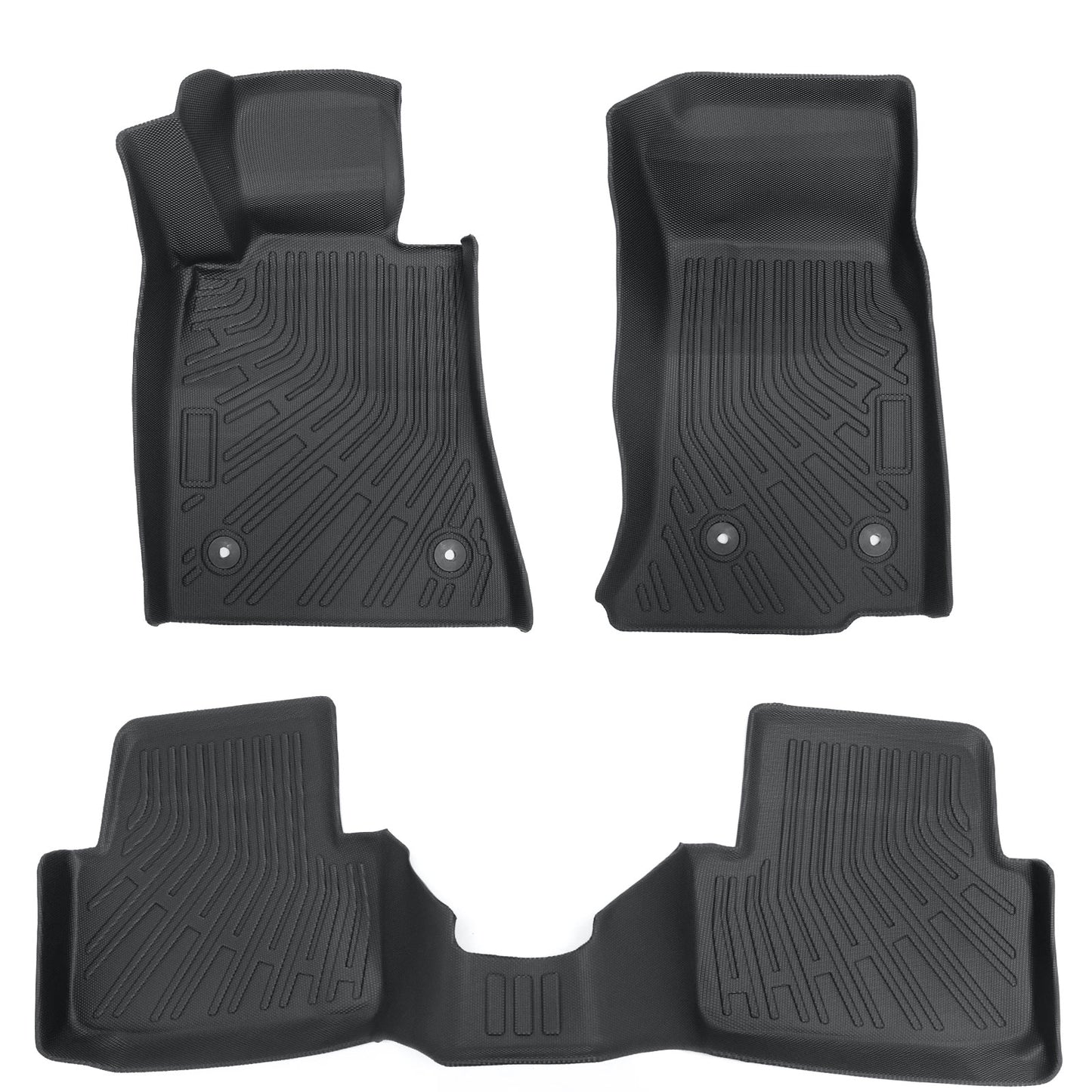 3D TPE All-Weather Floor Mats Liners Set of 3 For 2013-2019 Cadillac ATS Black