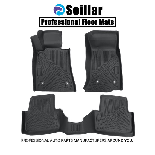 3D TPE All-Weather Floor Mats Liners Set of 3 For 2013-2019 Cadillac ATS Black