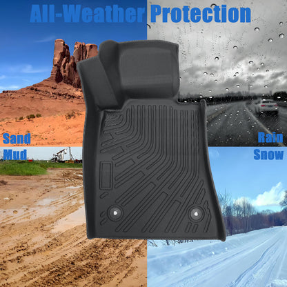 3D TPE All-Weather Floor Mats Liners Set of 3 For 2013-2019 Cadillac ATS Black