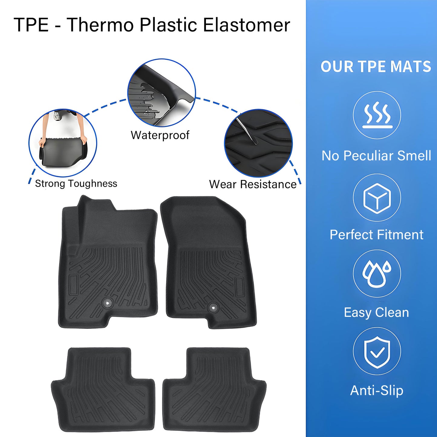TPE 3D Floor Mats Liners 4Pcs For 2007-2017 Jeep Compass Patriot Dodge Caliber