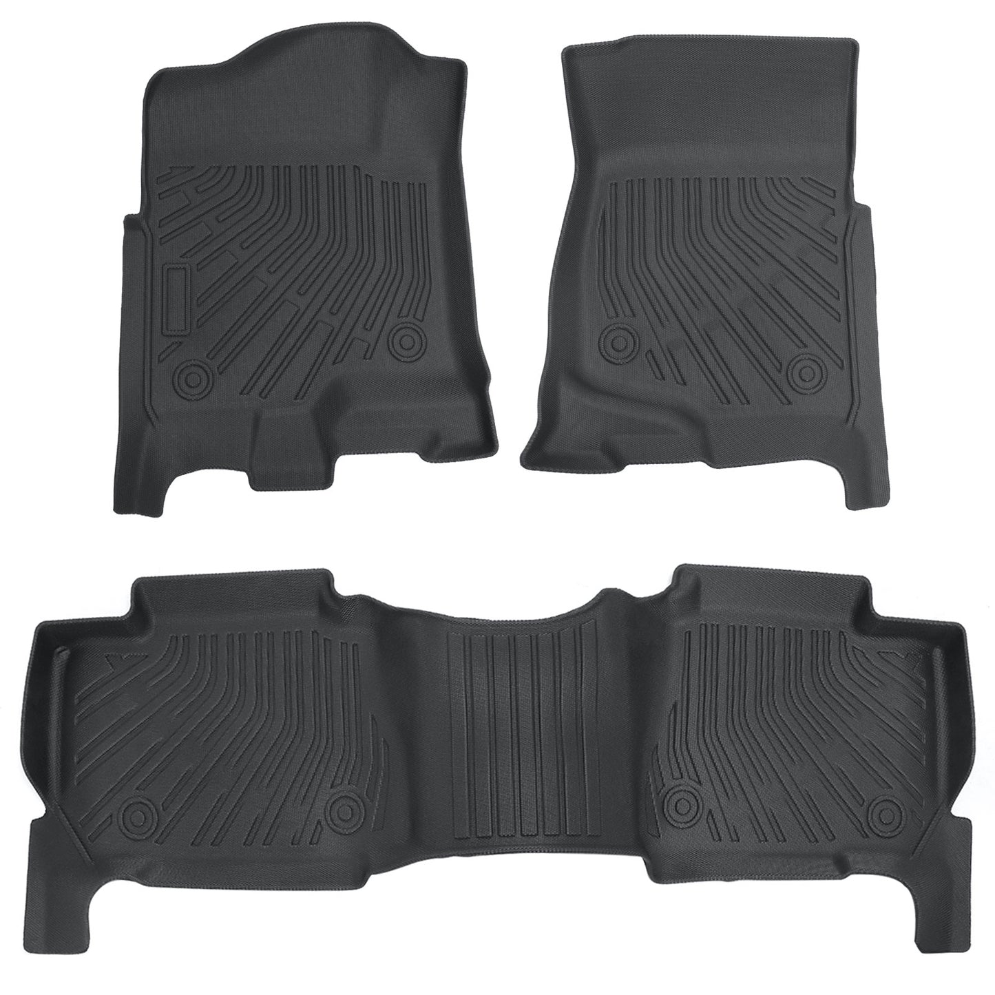 3D Floor Mats For 2007-2014 Cadillac Escalade Front & 2nd Row Floor Liners TPE