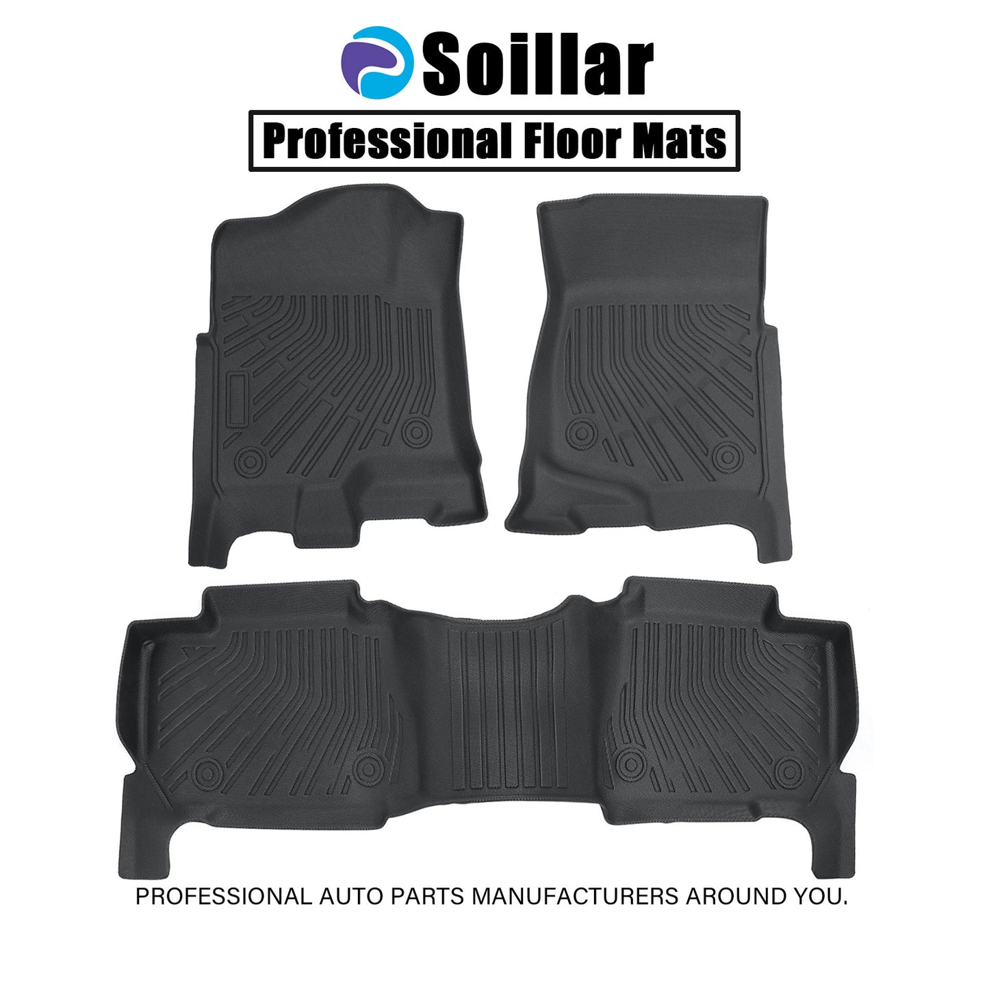 3D Floor Mats For 2007-2014 Cadillac Escalade Front & 2nd Row Floor Liners TPE