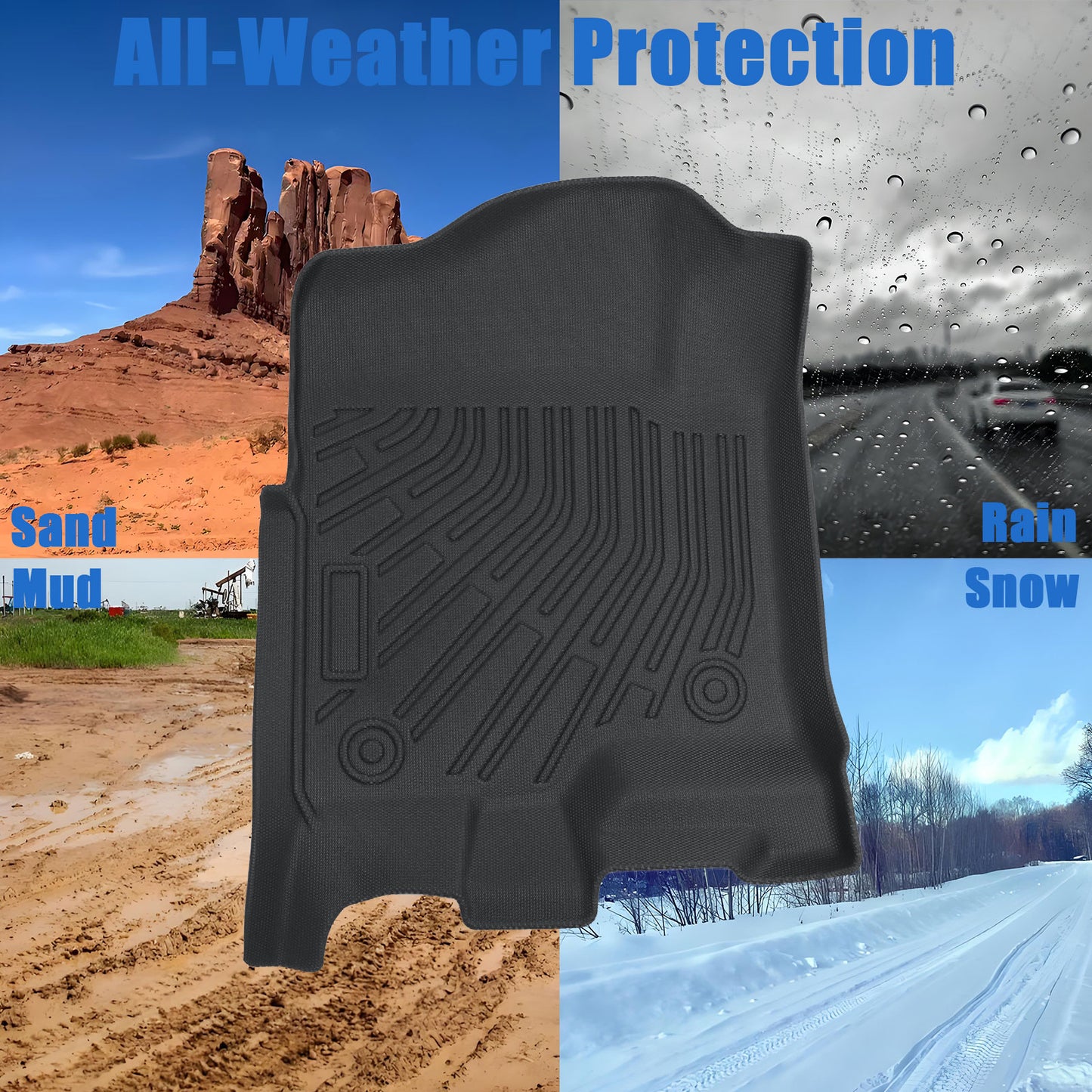 3D Floor Mats For 2007-2014 Cadillac Escalade Front & 2nd Row Floor Liners TPE