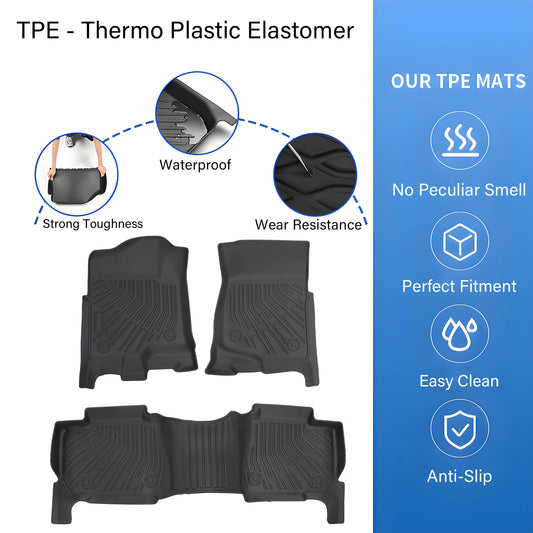 3D Floor Mats For 2007-2014 Cadillac Escalade Front & 2nd Row Floor Liners TPE