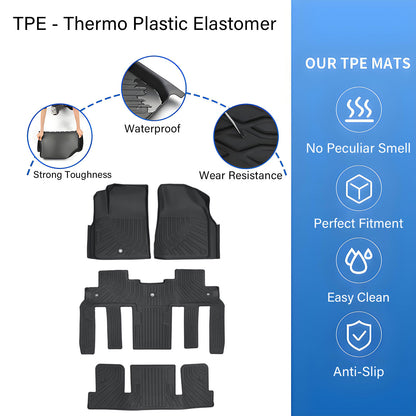 Floor Mats Liner TPE 3D Model Black All Weather For 2008-2017 Buick Enclave