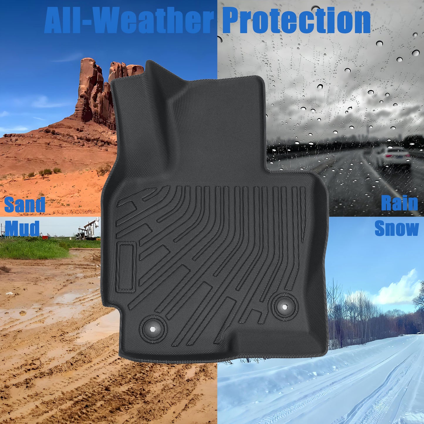 Floor Mats Liner For 2013 - 2016 Mazda CX-5 4-Door Front-Rear All Weather Black