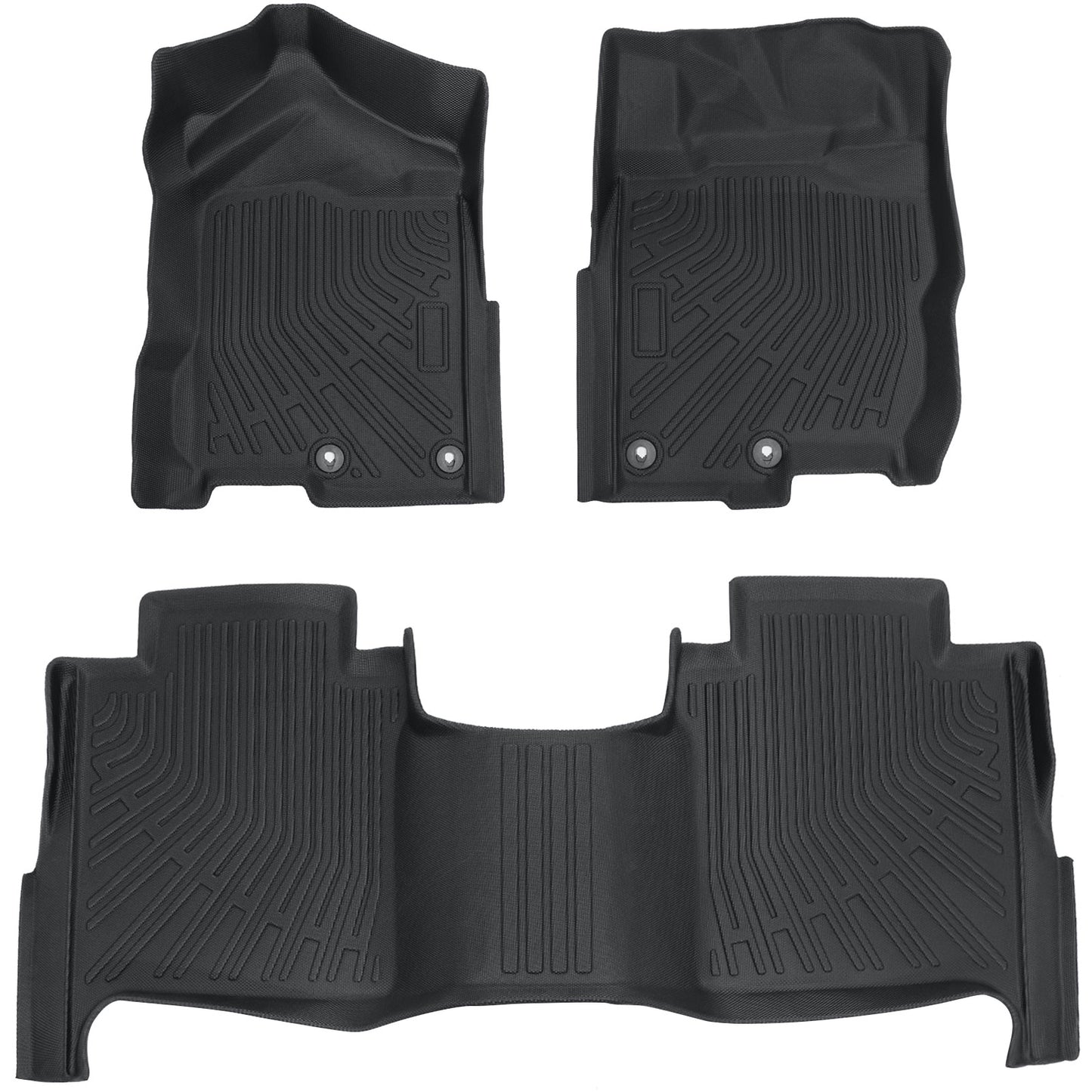 Floor Mats Liner For 2016-2021 Nissan Titan XD Crew Cab 4-Door Front-Rear Black