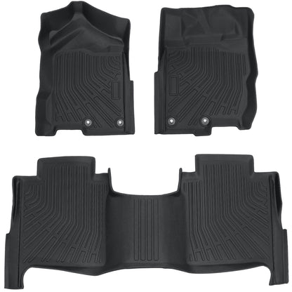 Floor Mats Liner For 2016-2021 Nissan Titan XD Crew Cab 4-Door Front-Rear Black