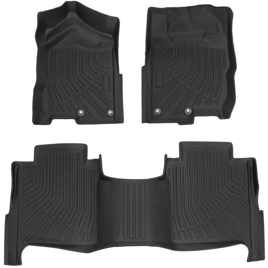 Floor Mats Liner For 2016-2021 Nissan Titan XD Crew Cab 4-Door Front-Rear Black