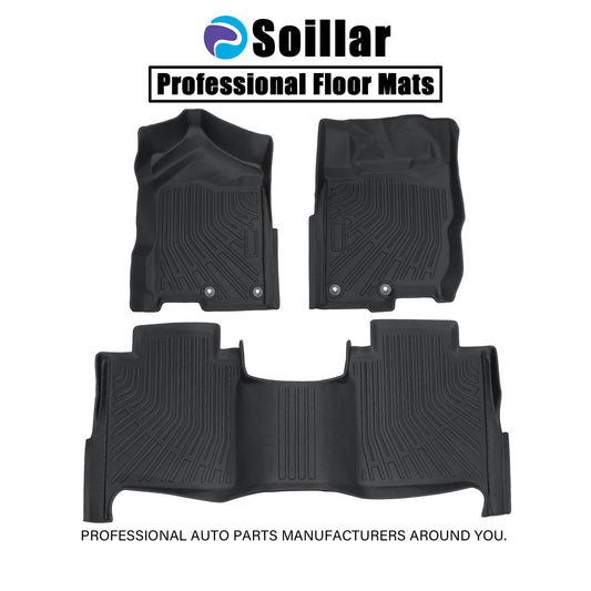 Floor Mats Liner For 2016-2021 Nissan Titan XD Crew Cab 4-Door Front-Rear Black