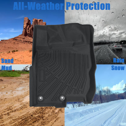 Floor Mats Liner For 2016-2021 Nissan Titan XD Crew Cab 4-Door Front-Rear Black