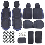 PU Leather 5 Seat Covers Black & Blue Full Set Front & Rear Cushion Fits Honda