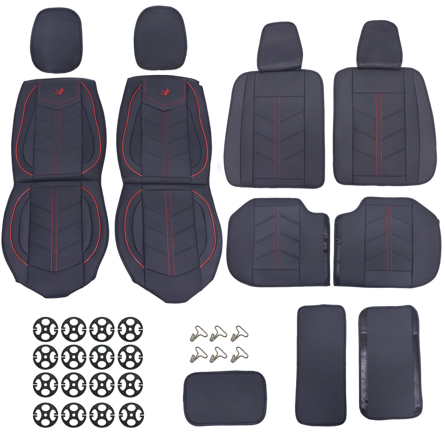 Leather Full Surround Set Car 5-Seat Cover Protector For Toyota Black & Redline