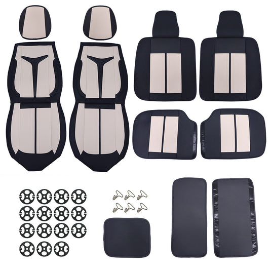 For Ford F150 F-150 Crew Cab PU Leather Car Seat Covers Full Set Front & Rear