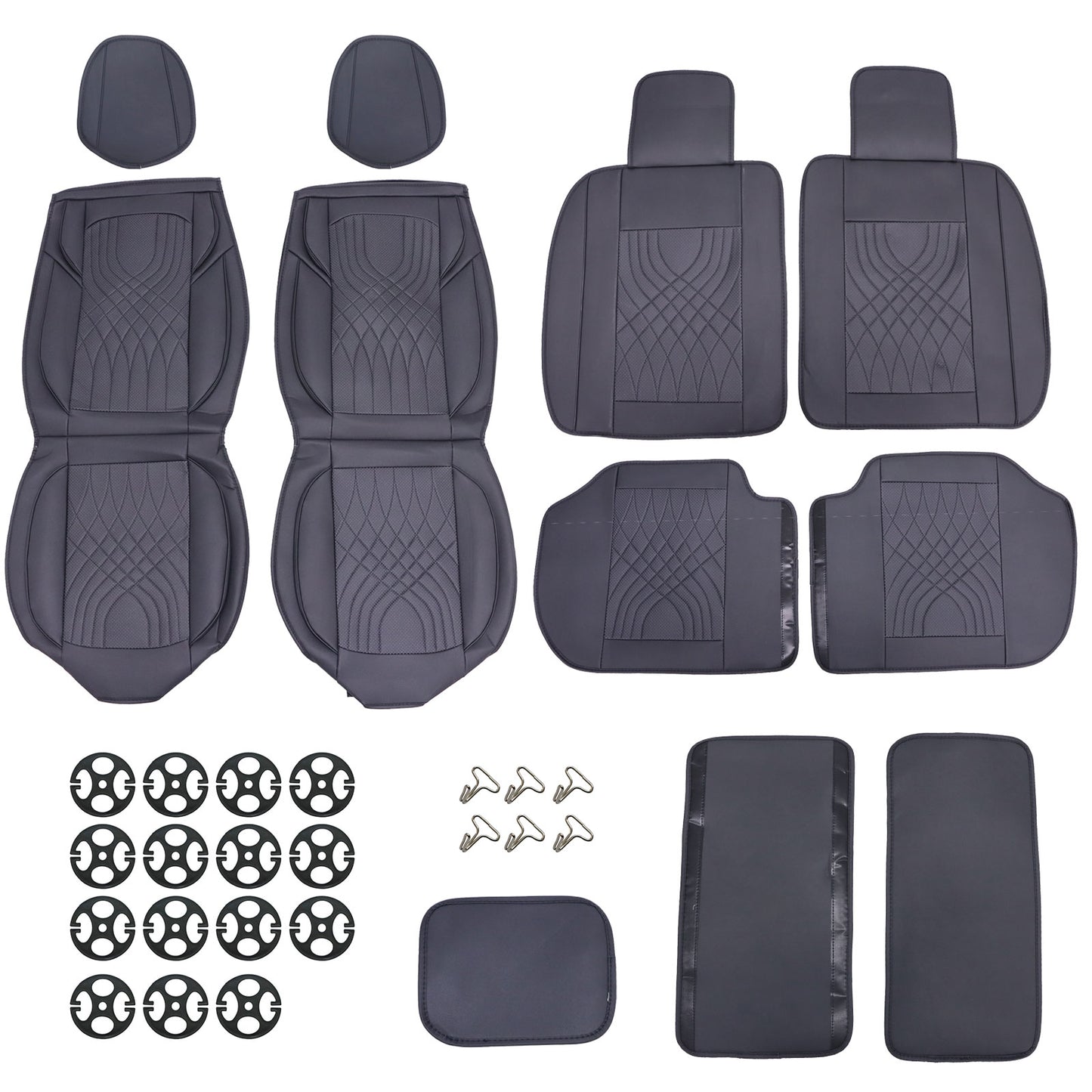 FOR 2009-2021 Dodge Ram 1500 Car Seat Cover 5 Seats Full Set PU Leather Cushion