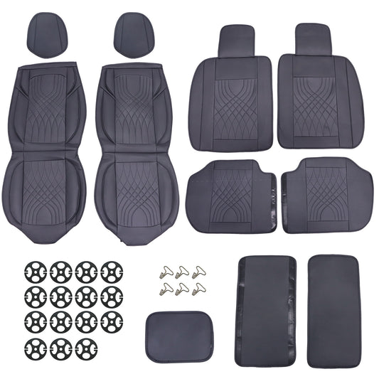 FOR 2009-2021 Dodge Ram 1500 Car Seat Cover 5 Seats Full Set PU Leather Cushion