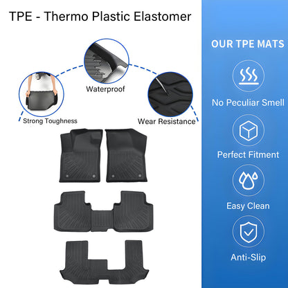 Floor Mats Liner TPE 3D All Weather For 2018-2024 Volkswagen Atlas Bench 7Seats