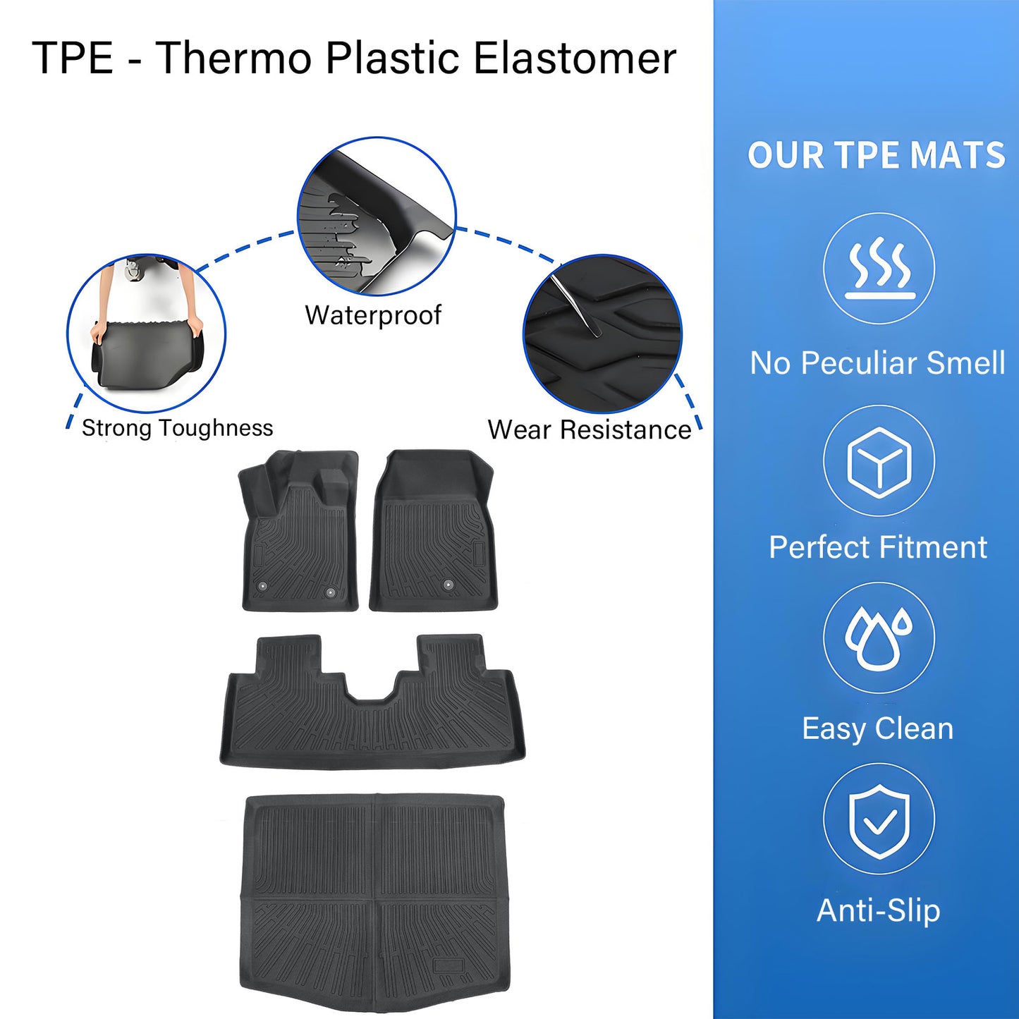 TPE Floor Mats & Trunk Cargo Liner For 2021-2025 Ford Mustang Mach-E Floor Liner