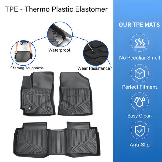 3D Model Floor Mats TPE For 2014-2019 Toyota Corolla 2-Row Liners Black