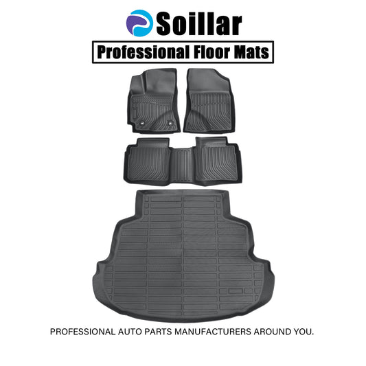 TPE Floor Mats Liners+Trunk Cargo Liner For 2014-2019 Toyota Corolla Sedan Black