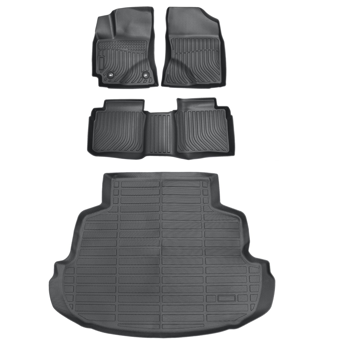 TPE Floor Mats Liners+Trunk Cargo Liner For 2014-2019 Toyota Corolla Sedan Black
