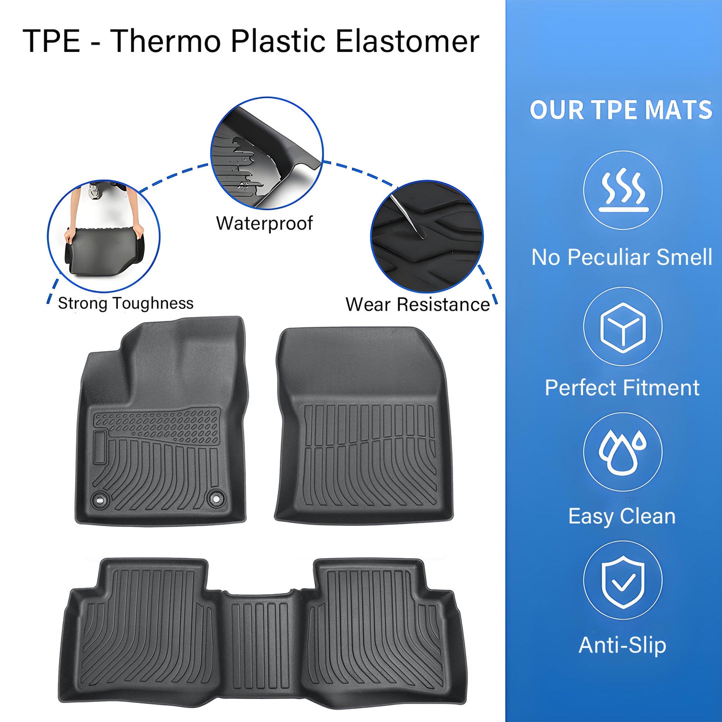 Floor Mats Liner For 2016-2022 Toyota Prius 4-Door Front-Rear All Weather TPE
