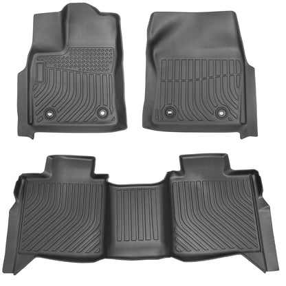 TPE Front & Rear Floor Mats Liner Black For 2022-2025 Toyota Tundra Crew Max Cab