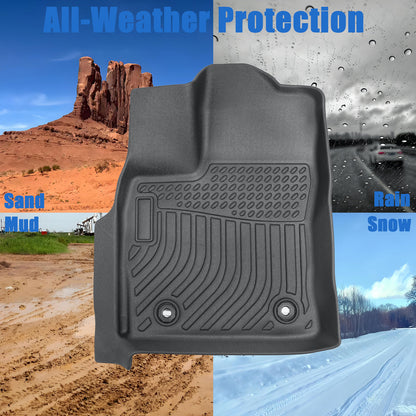 TPE Front & Rear Floor Mats Liner Black For 2022-2025 Toyota Tundra Crew Max Cab