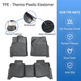 TPE Front & Rear Floor Mats Liner Black For 2022-2025 Toyota Tundra Crew Max Cab