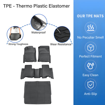 TPE Floor Mats+Trunk Cargo Liner For 2013-2024 Toyota 4Runner 5 Seat All Weather