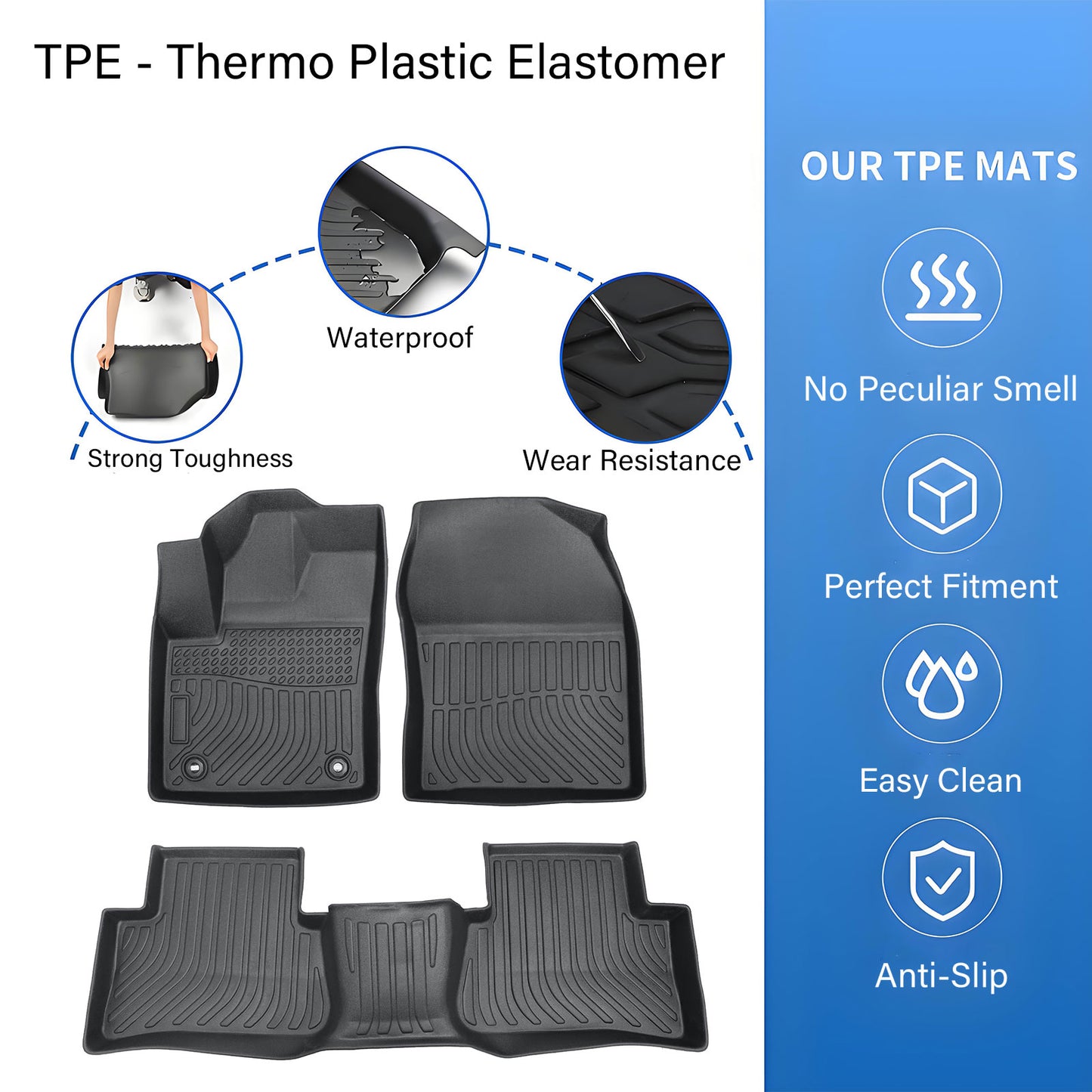 Floor Mats Liner For 2018-2022 Toyota C-HR 4-Door Front & Rear All Weather Black