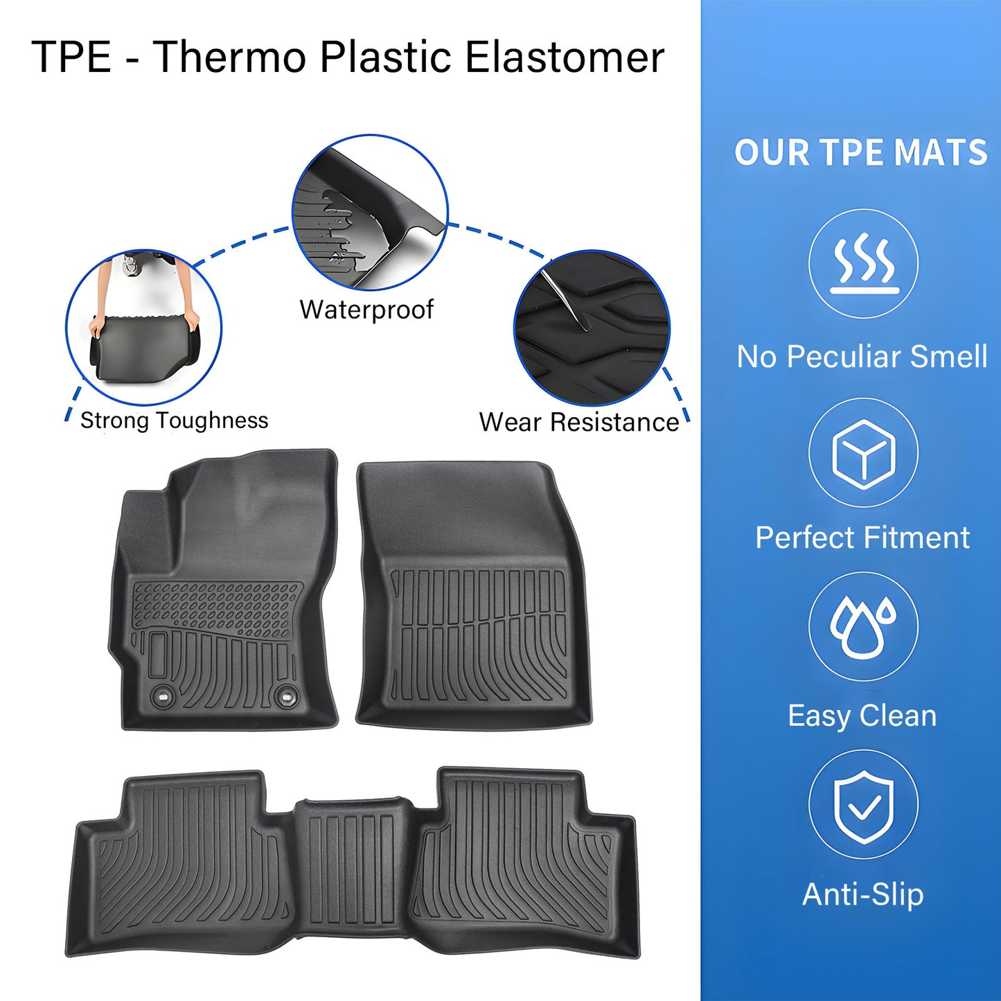 Floor Mats Liner For 2022-2024 Toyota Corolla Cross FWD 4-Door Front-Rear Black