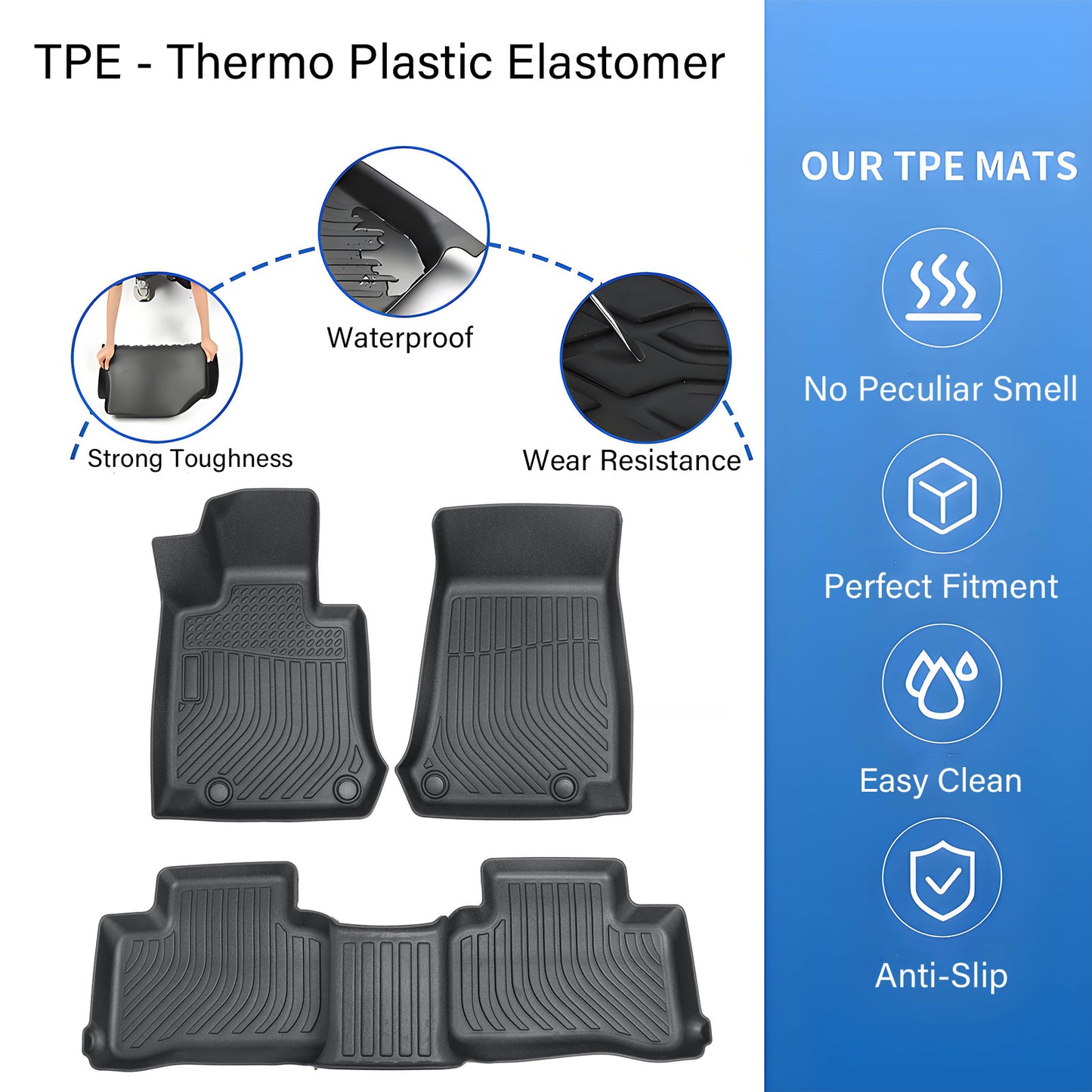 Floor Mats Liner For 2016-2022 Mercedes-Benz GLC GLC250 GLC300 All Weather TPE
